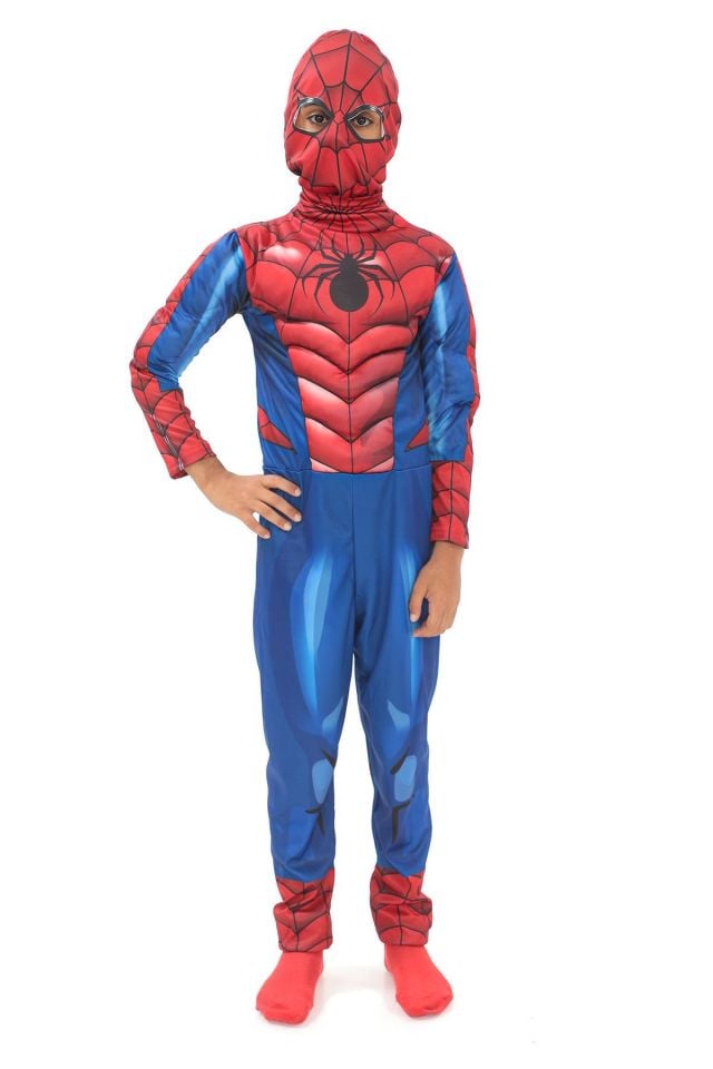Çocuk Spiderman Kaslı Kostümü