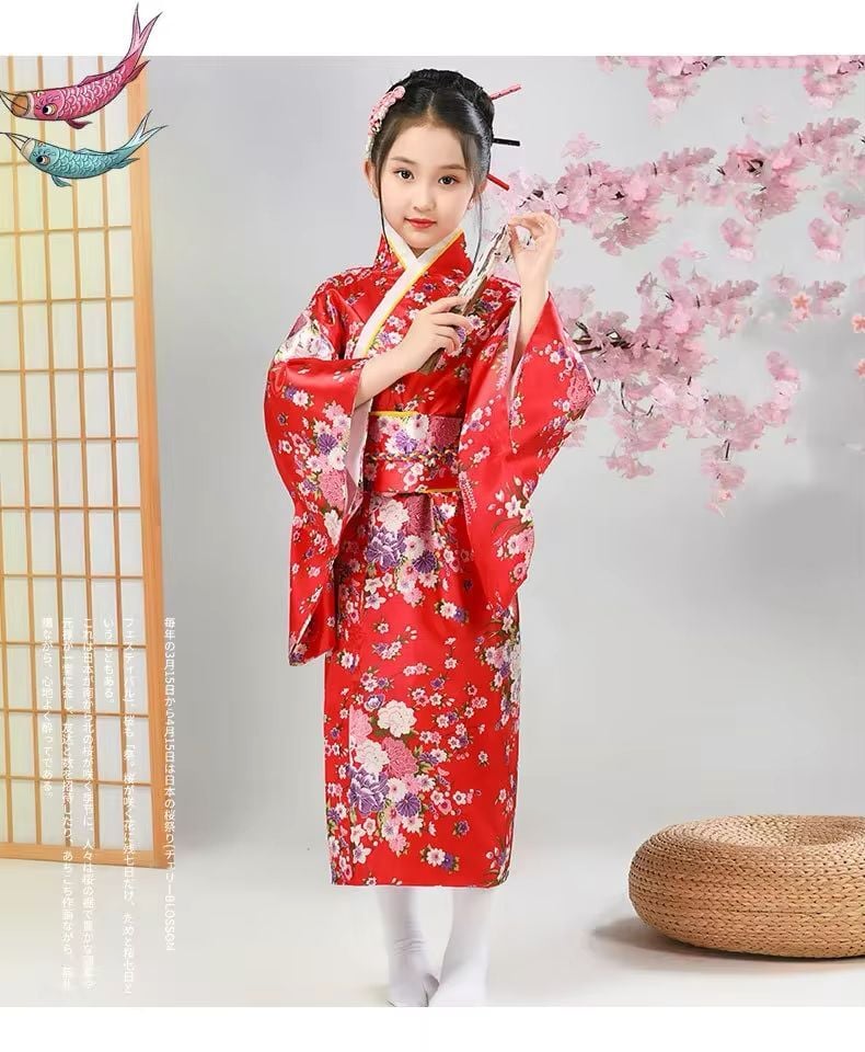 Çocuk Kırmızı Kimono Kostümü