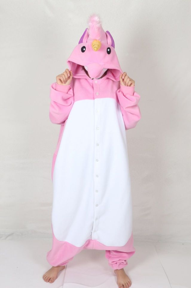 Yetişkin Kigurumi Pembe Unicorn Kostümü