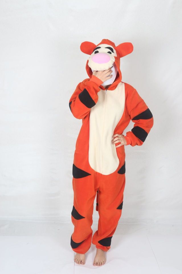 Yetişkin Kaplan Hayvan Kostümü Gereksiz Şeyler Pijama Kostüm