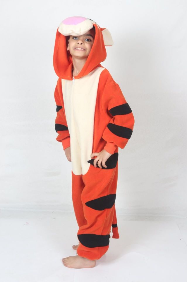 Çocuk Kaplan Hayvan Kostümü Gereksiz Şeyler Pijama Kostüm