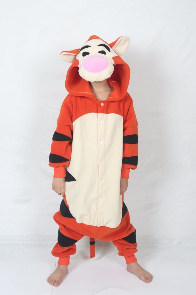 Çocuk Kigurumi Kaplan Hayvan Kostümü Gereksiz Şeyler Pijama Kostüm