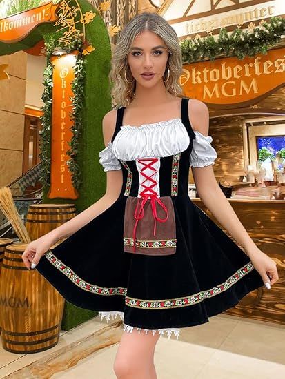 Siyah Alman Kostümü Biracı Alman Kız Kostümü Oktoberfest Kostümü