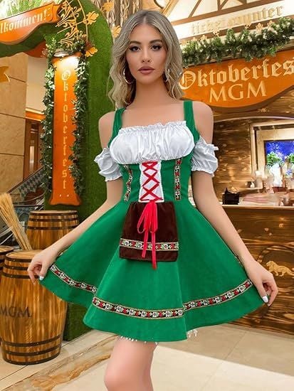 Yeşil Alman Kostümü Biracı Kız Kostümü Oktoberfest Kostümü
