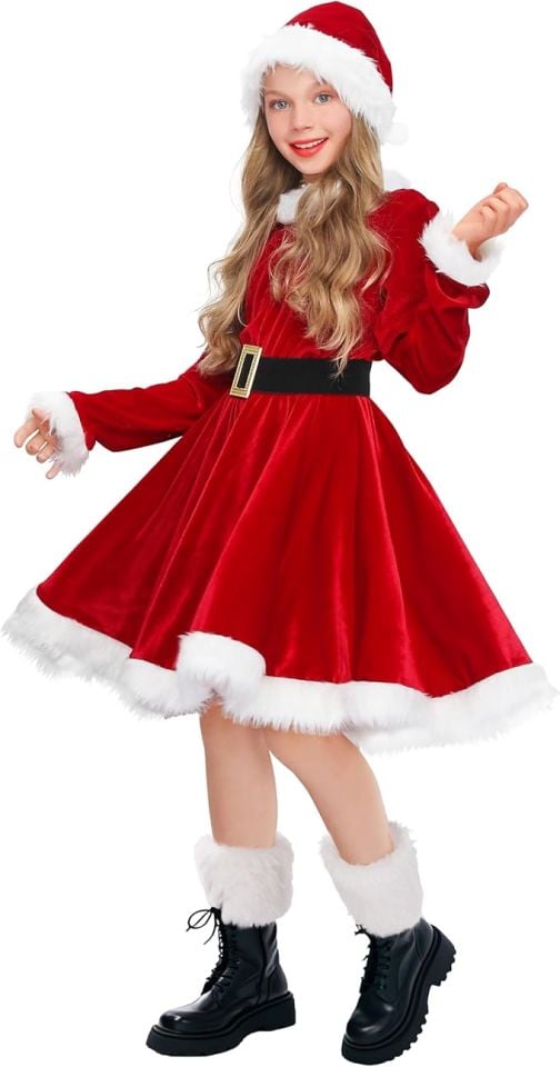 Kız Çocuk Noel Anne  Kostümü