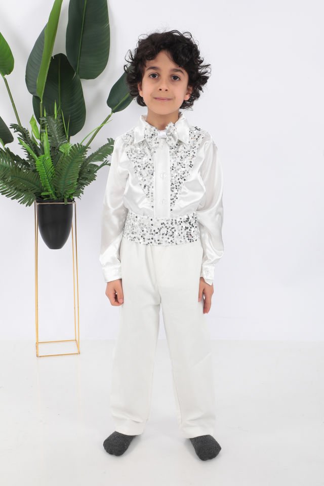 Erkek çocuk beyaz dansçı kostümü