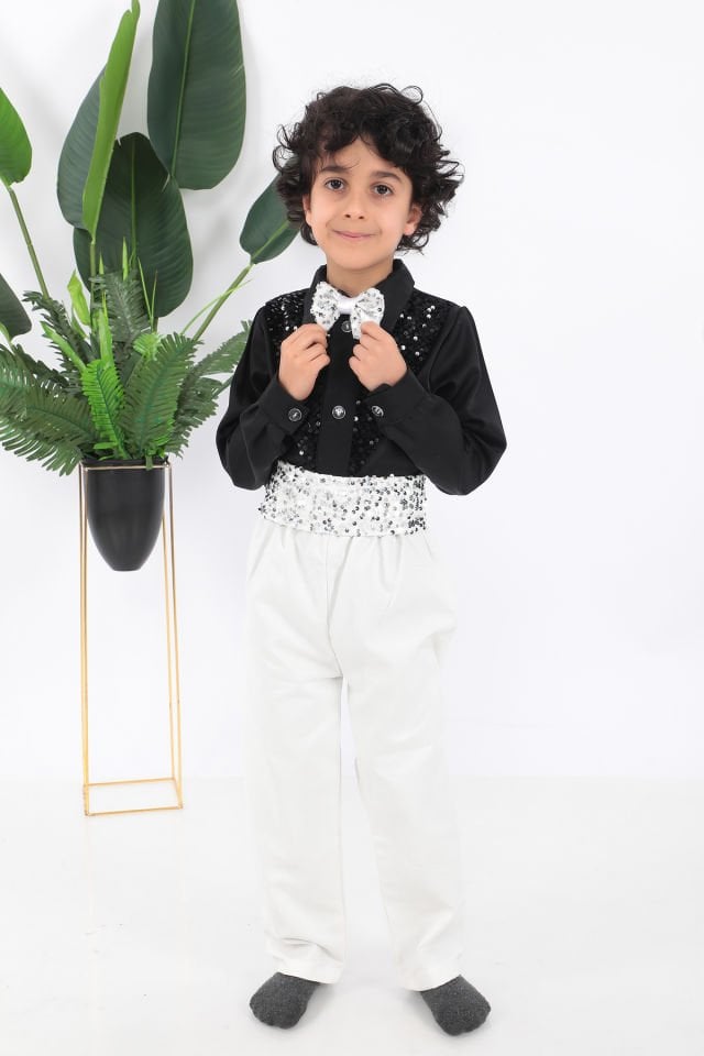 Erkek çocuk siyah beyaz dansçı kostümü